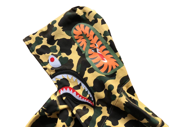 BAPE Camo Shark Zip Hoodie Yellow