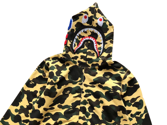 BAPE Camo Shark Zip Hoodie Yellow