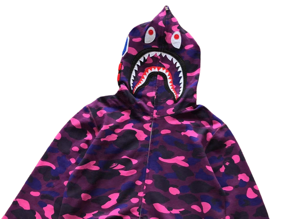 BAPE Camo Shark Zip Hoodie Purple