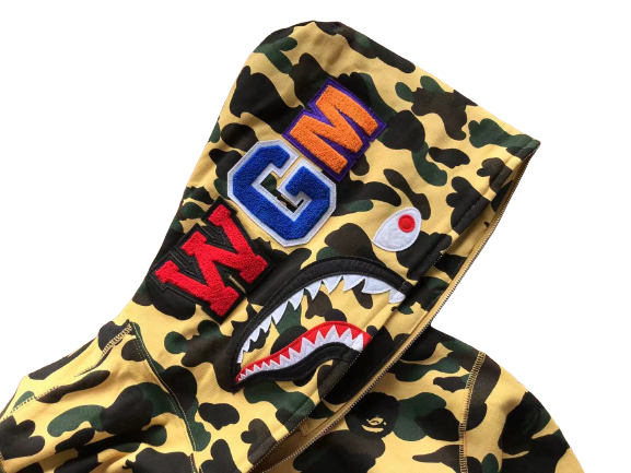 BAPE Camo Shark Zip Hoodie Yellow