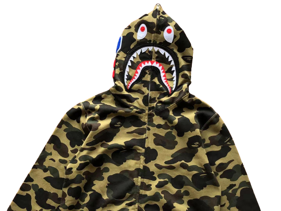 BAPE Camo Shark Zip Hoodie Army Green