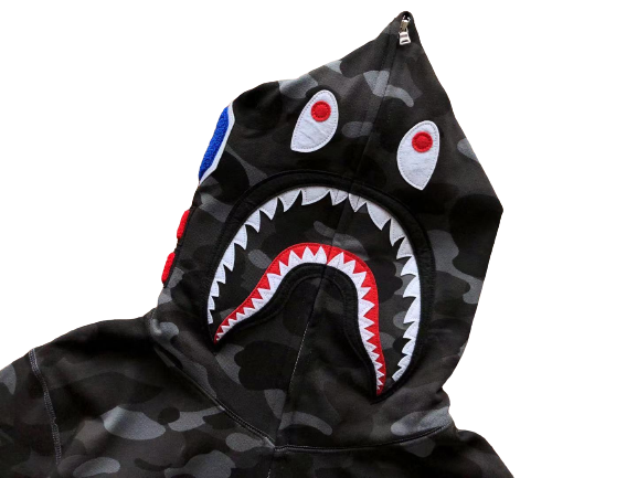 BAPE Camo Shark Zip Hoodie Black