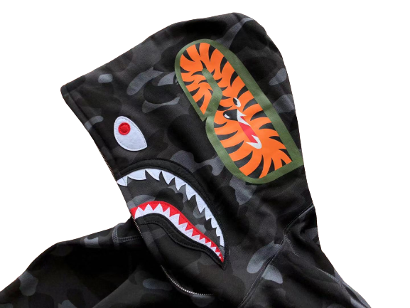 BAPE Camo Shark Zip Hoodie Black
