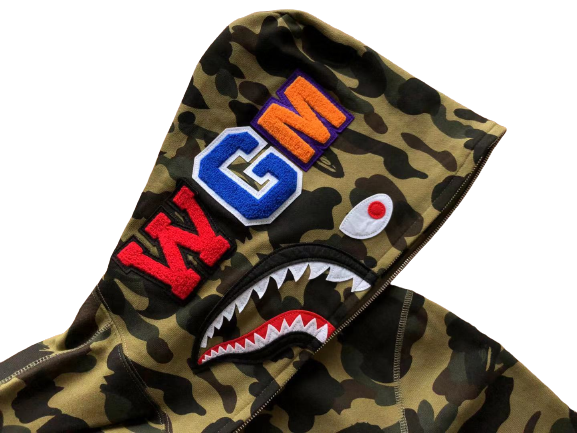 BAPE Camo Shark Zip Hoodie Army Green