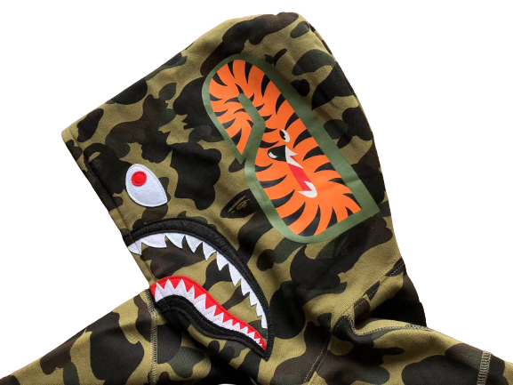 BAPE Camo Shark Zip Hoodie Army Green