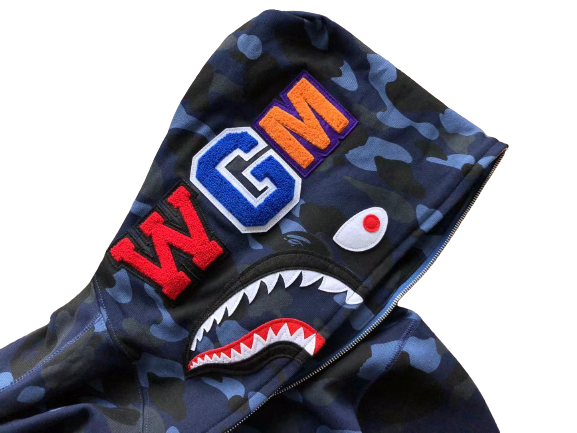 BAPE Camo Shark Zip Hoodie Blue