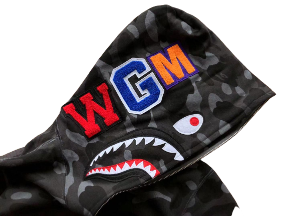 BAPE Camo Shark Zip Hoodie Black