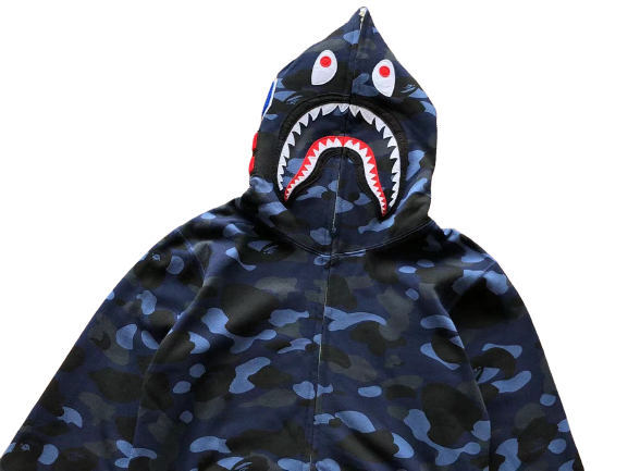 BAPE Camo Shark Zip Hoodie Blue