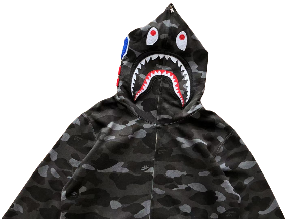 BAPE Camo Shark Zip Hoodie Black