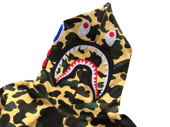 BAPE Camo Shark Zip Hoodie Yellow