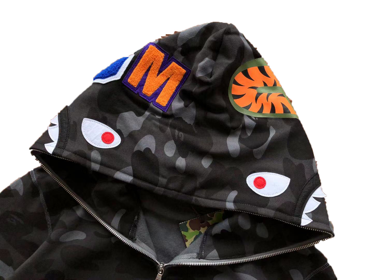 BAPE Camo Shark Zip Hoodie Black