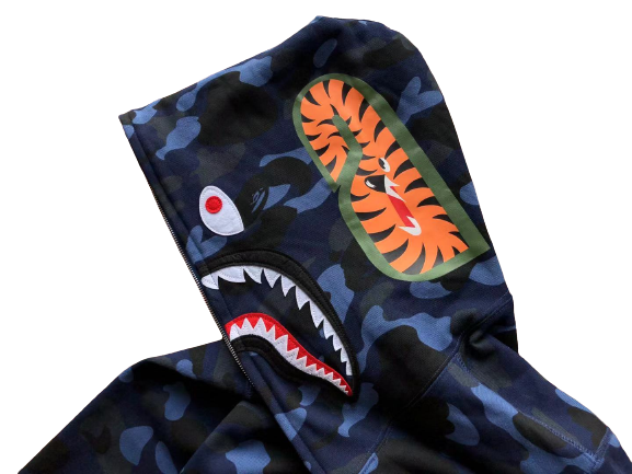 BAPE Camo Shark Zip Hoodie Blue