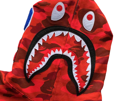 BAPE Camo Shark Zip Hoodie Red