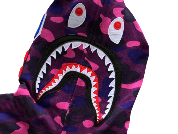 BAPE Camo Shark Zip Hoodie Purple