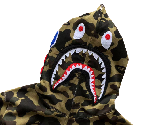 BAPE Camo Shark Zip Hoodie Army Green