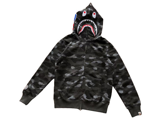BAPE Camo Shark Zip Hoodie Black