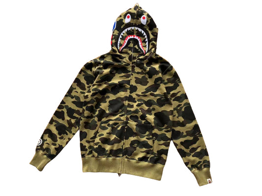 BAPE Camo Shark Zip Hoodie Army Green