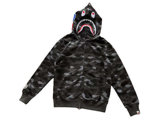 BAPE Camo Shark Zip Hoodie Black