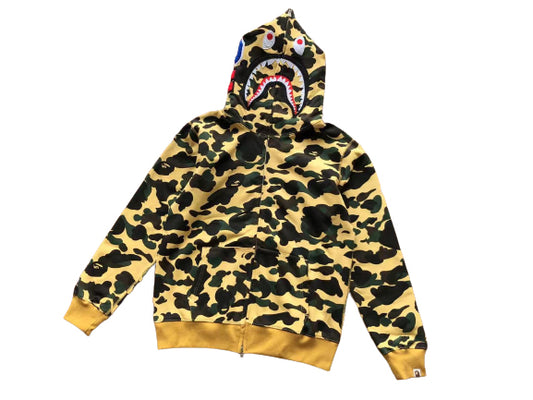 BAPE Camo Shark Zip Hoodie Yellow